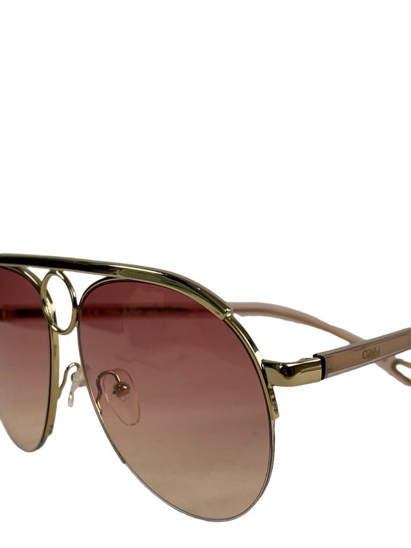 Chloé Gold Pink Aviator Sunglasses Cheap