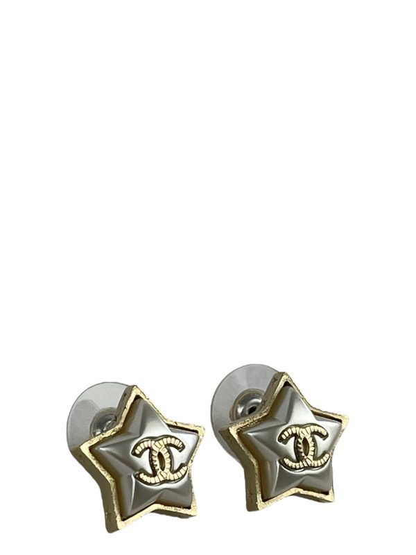 Chanel Goldtone Star CC Earrings For Discount