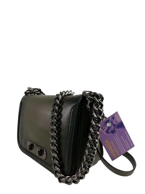 Coach Military Green Leather Chain Flap Shoulder Bag For Sale