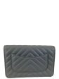 Chanel Pale Grey Chevron Lambskin Leather Wallet on Chain Fashion