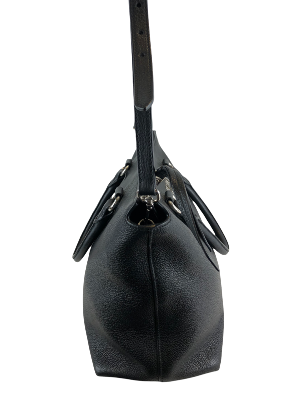 Prada Black Leather ‘Convertable Zip Vitello Phenix’ Tote For Sale