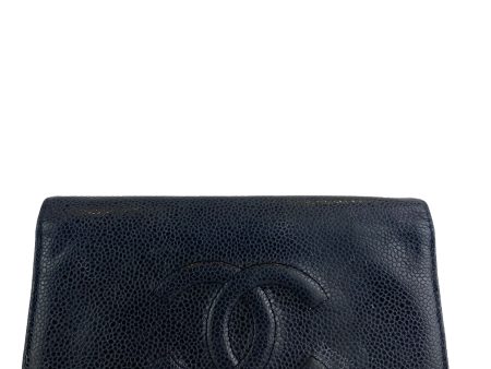 Chanel Vintage Black Caviar Leather  CC  Wallet Online now