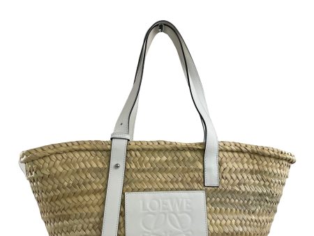 Loewe Medium White Leather-trimmed Woven Basket tote Sale