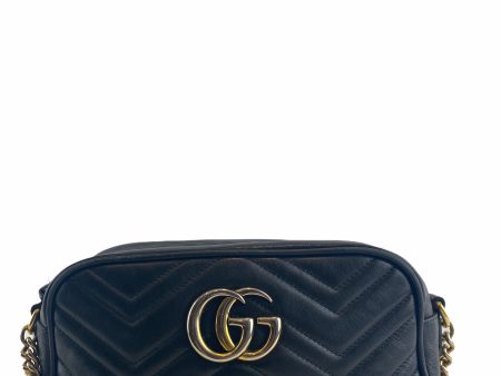 Gucci Black Matelasse Leather ‘GG Marmont’ Shoulder Bag Online now