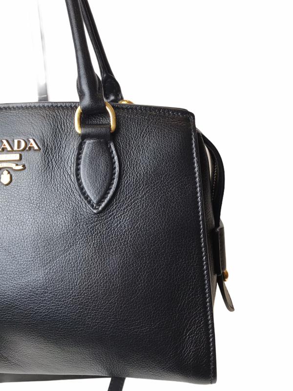 Prada  Cameo  Black Glazed Calfskin Leather Crossbody Tote - As Seen on Instagram 14 02 21 Supply