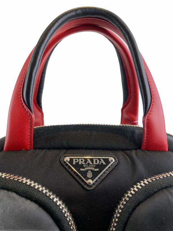 Prada Black Nylon Tote with Lambksin Leather Detailing Online now