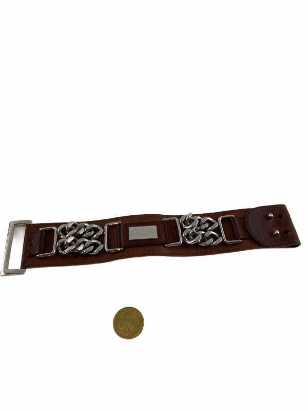 Dolce and Gabbana Brown Leather Bracelet on Sale