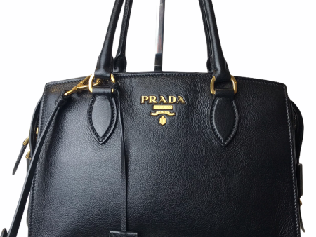 Prada  Cameo  Black Glazed Calfskin Leather Crossbody Tote - As Seen on Instagram 14 02 21 Supply