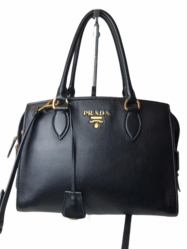 Prada  Cameo  Black Glazed Calfskin Leather Crossbody Tote - As Seen on Instagram 14 02 21 Supply