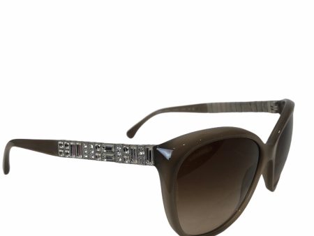 Chanel Taupe Grey Embellished Sunglasses Hot on Sale