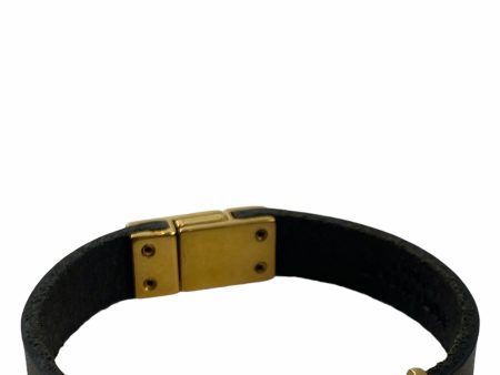 Yves Saint Laurent Black Leather Bracelet Hot on Sale