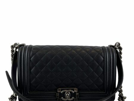 Chanel Black Calfskin Leather Medium “Boy” Bag Discount