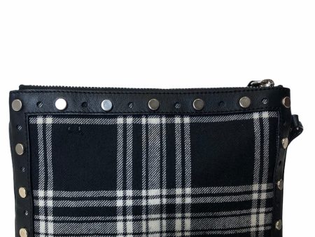 Karl Lagerfeld Checkered Fabric & Black Leather Clutch For Sale