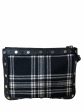 Karl Lagerfeld Checkered Fabric & Black Leather Clutch For Sale