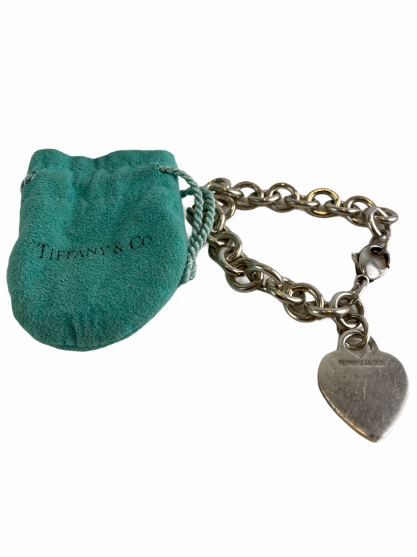 Tiffany & Co Sterling Silver Plain Heart Bracelet Online now