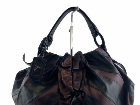 Prada Black and Purple Vitellino Mordo “Waves Ruffle  Hobo For Cheap