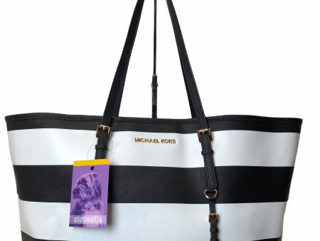 Michael Kors Monochrome Leather Large Jet Set Tote Hot on Sale