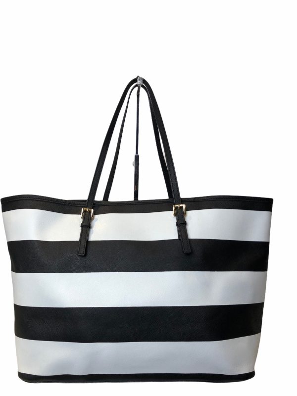 Michael Kors Monochrome Leather Large Jet Set Tote Hot on Sale