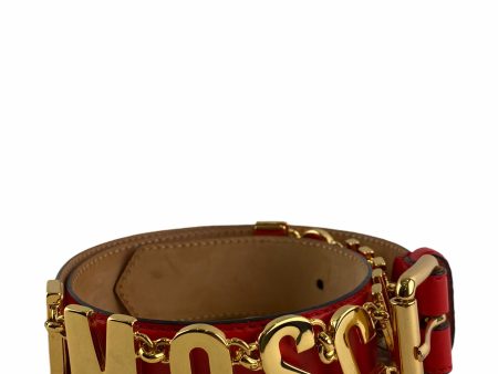 Moschino Red Leather Belt - 29” waist Online Sale