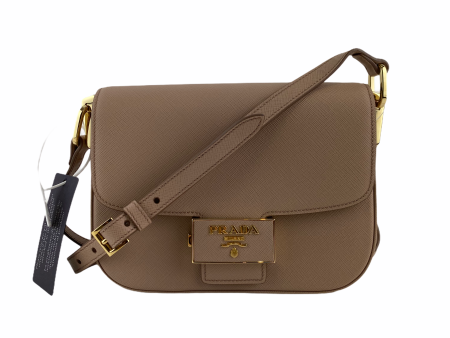 Prada ‘Embléme’ Nude  Leather Crossbody For Cheap