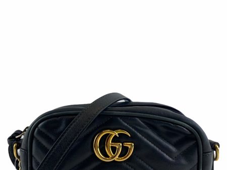 Gucci Black Matelassé Leather GG  Marmont  Mini Crossbody For Cheap