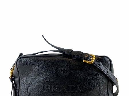 Prada Black Embossed Leather Crossbody Bag on Sale