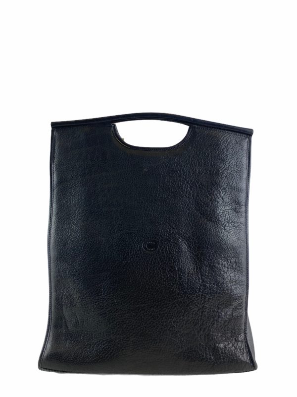 Chesneau Vintage Black Leather Tote Bag For Discount