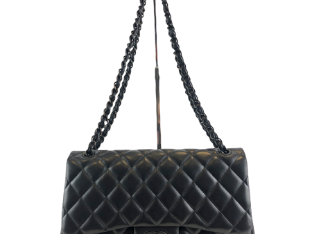 Chanel ‘So Black’ Limited Edition Quilted Lamb Skin  Jumbo  Double Flap Online