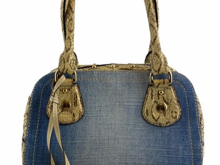 Dolce and Gabbana Denim and Snakeprint Shoulder Bag Supply