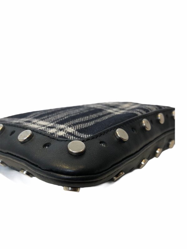 Karl Lagerfeld Checkered Fabric & Black Leather Clutch For Sale