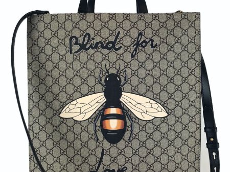 Gucci Bee Print Soft GG Supreme Tote Cheap