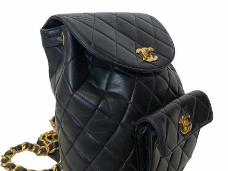 Chanel Vintage Black Lambskin Leather Backpack with Goldtone Hardware Sale