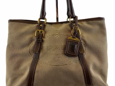 Prada Brown Leather & Canvas Tote - As seen on Instagram 21 04 31 Hot on Sale