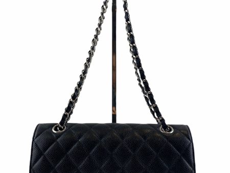 Chanel Small Black Quilted Caviar Leather Double Flap For Sale