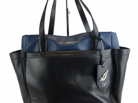 Diane Von Furstenberg Black & Blue Leather Tote - As seen on Instagram 11 04 21 on Sale