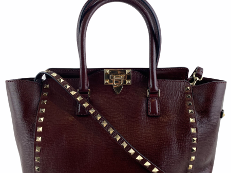 Valentino Burgundy Leather  RockStud  Crossbody Online Sale