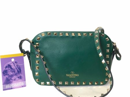 Valentino Forrest Green Leather & Rockstud Crossbody with Goldtone Hardware- As Seen on Instagram 9 12 20 Sale