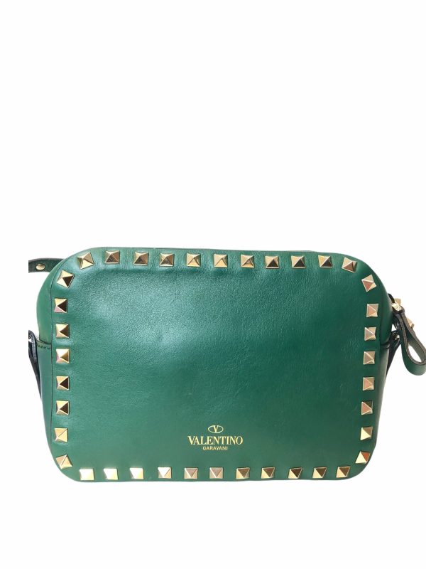 Valentino Forrest Green Leather & Rockstud Crossbody with Goldtone Hardware- As Seen on Instagram 9 12 20 Sale