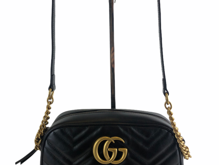 Gucci Black Leather GG “Marmont” Crossbody - As seen on Instagram 07 03 21 Online now