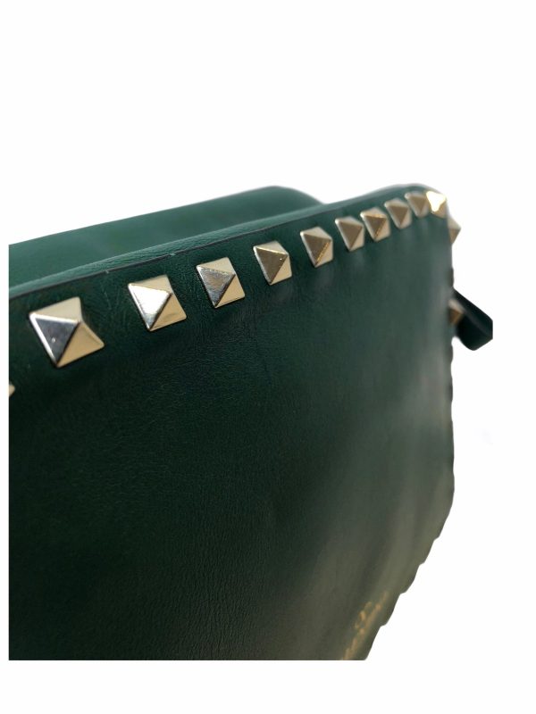 Valentino Forrest Green Leather & Rockstud Crossbody with Goldtone Hardware- As Seen on Instagram 9 12 20 Sale