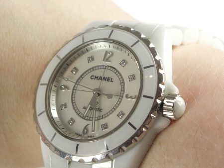 Chanel White Ceramic and Diamond J12 Watch Sale