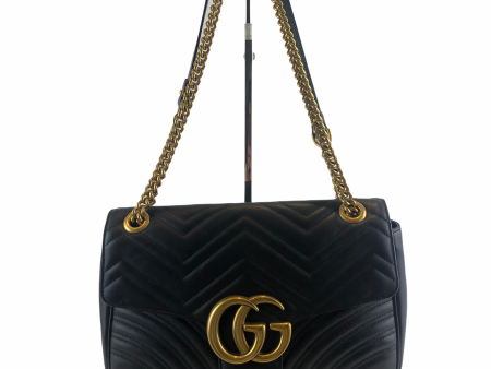 Gucci Black Leather Medium Marmont Crossbody - As seen on Instagram 04 04 21 Supply