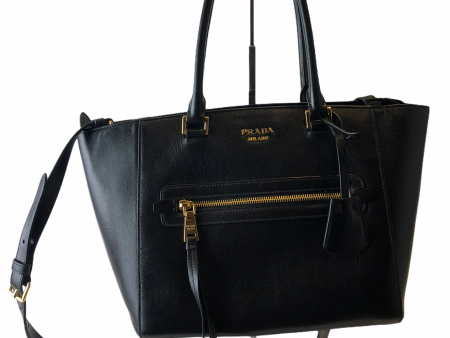 Prada Black Leather Tote - As seen on instagram 14 03 21 For Sale